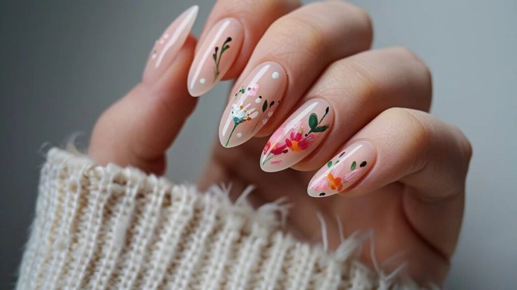 white pink nail art
